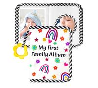 BOHEMIABY Baby Photo Album Soft Holds 4x6" Pictures, My First Photo Album with Safety Mirror Shower Gifts Set (rainbow)