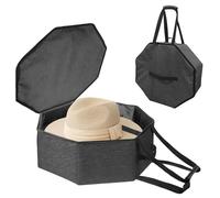BOHEMIABY Foldable Hat Box with Handle - Stackable Storage Organizer for Closet, Travel Cowboy Hat Carrier for Women & Men, Space Saving Collapsible Cardboard Box, Dark Gray