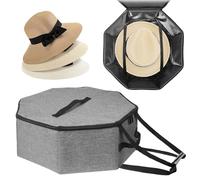 BOHEMIABY Hat Box for Travel and Storage, Stackable Cowboy, Foldable Hat Boxes for Women Men Storage with Handle, Save Space Travel with Cardbord for Closet, Grey