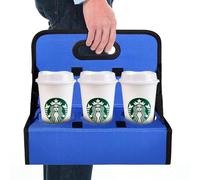 BOHEMIABY Milk Water Bottle Carrier, Portable Drink Carrier 6 Cup, Reusable Cup Drinks Holder with Handle, Carry Wine Coffee Securely Holds Hot and Cold Beverages for Takeout or Holiday, Blue