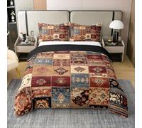 Bohemian Aztecs 100% Nature Cotton Duvet Cover Super King Size 3 Pcs,Southwest Decoration Brown Bedding Set,Western Indian Native American Comforter Cover for Grils Kids Bedroom Decor(No Comforter)
