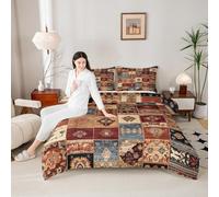 Bohemian Aztecs Comforter Set Single Size,Southwest Decoration Brown Print Duvet Set for Kids Boys Girls Adults Bedroom Decor,Western Indian Native American Quilted Duvet,1 Pillowcase