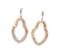 Bohemian Beaded Geometric Dangle Earrings Colorful Round Crystal Hollow Hoop Earrings for Women Boho Statement Party Jewelry, M, Zinc, No Gemstone