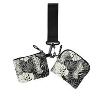 Bohemian Black Turtle-Back bamboos Women's Coin Wallet Card Holder Large Capacity Zipper Wristlet Wallet with Keychain for Daily Use 2 Pcs