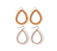 Bohemian Boho Beaded Teardrop Dangle Drop Earrings Hollow Sparkly Crystal Gold Wire Wrapped Crystal Earrings for Women Statement Jewelry, Metal bead, seed