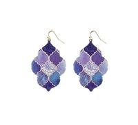 Bohemian Boho Moroccan Trellis Pattern Drop Dangle Earrings for Women - Geometric Print Patterns - with Gift Box Included, Zinc, No Gemstone