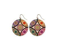Bohemian Boho Moroccan Trellis Pattern Drop Dangle Earrings for Women - Geometric Print Patterns - with Gift Box Included, Zinc, No Gemstone