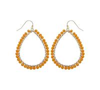 Bohemian Boho Teardrop Dangle Drop Earrings for Women - Delicate - Handcrafted Wire Wrapped Colorful Faceted Glass Beads - Gold Plated - with Gift Box Included, Glass, No Gemstone