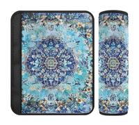 Bohemian Boho Vintage Mandala Style Flower 2 Pack seat Belt Cover Cute Stop seat Belt Cutting into Neck for Backpack funda para cinturón de carro