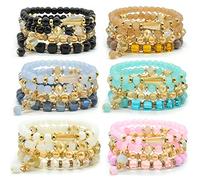 Bohemian Bracelet Sets for Women - 6 Sets Stackable Stretch Bracelets Multi-color Boho Jewelry for Women Hippie Bracelets Dainty Jewelry, Stretch, Plastic, no gemstone