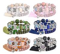 Bohemian Bracelet Sets for Women - 6 Sets Stackable Stretch Bracelets Multi-color Boho Jewelry for Women Hippie Bracelets Dainty Jewelry, Stretch, Plastic, no gemstone
