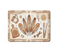 Bohemian Brown Feathers Dish Drying Mats for Kitchen Counter, Rustic Absorbent Rubber Mat, Autumn Pu Leather Drying Pad for Coffee Bar 18x24 Inch