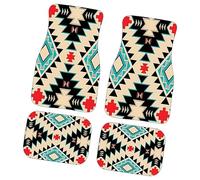 Bohemian Car Mats, Compact Front Rear Set, 26.77x17.32in Heavy Duty Rugs, Authentic Non-Slip Backing, Retro Boho Design for Car, Vehicles, Truck Interior Decorations