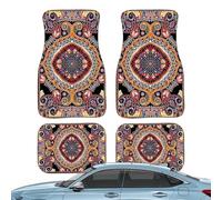 Bohemian Car Mats, Compact Front Rear Set, 26.77x17.32in Heavy Duty Rugs, Authentic Non-Slip Backing, Retro Boho Design for Car, Vehicles, Truck Interior Decorations