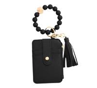 Bohemian Card Holder | PU Leather Tassel Card Wallet - Portable Card Protective Holder, Beaded Lanyard Card Wallet for Bus Card, Identity Card