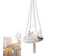 Bohemian Cat Hammock - Macrame Swing Bed, Decorative Pet Chair | Hanging Hammock with Removable Cushion, Comfortable for Balcony Garden Study Room Living Room Bedroom