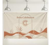 Bohemian Celebration Wall Backdrop, Retro Minimalistic Desert Landscape Design, Warm Beige and Terracotta Indoor/Outdoor Photography Background for Events and Parties 71x43 Inch
