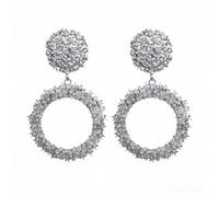Bohemian Circle Earrings, Silver Round Dangle Earrings for Women, Handmade Hoop Circle Drop Earrings,Exaggerate Design Fashion Jewelry for Party