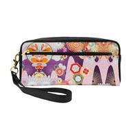 Bohemian Colored Flower Women Cosmetic Bag Travel with Two Pockets for Daily Beauty Essentials Accessories Organizer