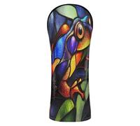 Bohemian Colorful Frogs Golf Club Head Cover Set Premium Leather Headcovers with Interchangeable No. Tags for Driver Fairway Hybrid Wood golf head covers