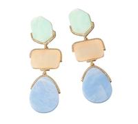 Bohemian Colorful Teardrop Earrings, Long Acetate Resin and Alloy Dangle Earrings in Dopamine Bright Hues-Blue
