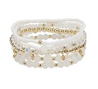 Bohemian Crystal Glass Beaded Stackable Bracelets Colorful Multilayer Seed Beaded Stretch Bracelets BFF Friendship Vaction Wristbands Bangle for Women Summer Beach Hawaii Holiday Jewelry Gifts, M