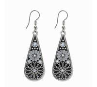 Bohemian Crystal Teardrop Pendant Earring,Vintage Olive Green Hollow Out Flower Floral Dangle Earrings,National Style Geometry Enamel Flower Hook Earrings,Handmade Ethnic Statement Jewelry for Women