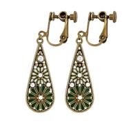 Bohemian Crystal Teardrop Pendant Earring,Vintage Olive Green Hollow Out Flower Floral Dangle Earrings,National Style Geometry Enamel Flower Hook Earrings,Handmade Ethnic Statement Jewelry for Women