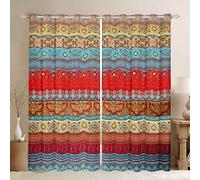 Bohemian Curtains for Bedroom Boho Exotic Style Curtain Soft Lightweight Gorgeous Boho Window Treatment Bedroom Decor Cute Lovely Fade Resistant W52*L63 2 Panels