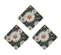 Bohemian Daisy Badge Car Air Freshener, 3 Pcs Rhombus Hanging Air Freshener Cards, Long Lasting Fragrance Scented Cards for Car, Home, Office White-style