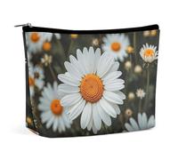 Bohemian Daisy Badge Makeup Bag for Women Portable Cosmetic Waterproof Pouch Aesthetic Handheld Travel Work