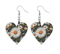 Bohemian Daisy Badge Wooden Earrings for Women, Vintage Elegant Wood Jewelry, Lightweight Earrings for Wedding, Party, Everyday Jewelry Gift, Love, Wood, wood