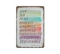 Bohemian Decor,Vintage Metal Tin Signs Fruit of The Spirit Wall Art Rainbow Kids Bible Verse Print Retro Wall Decor Tin Sign Funny Decorations for Farm Office Store Pubs Club Metal Poster 12"x16"
