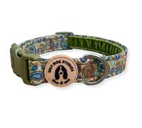 Bohemian Dog Collar - Adjustable Velvet Lined Dog Collar for Small, Medium, Large & Extra Large Dogs - Soft Comfortable Fabric Collar by Salt Dog Studios (Paisley, Large)