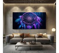 Bohemian Dreamcatcher Canvas Prints Wall Art Mystic Feathers Paintings for Living Room and Bedroom, Frameless Tribal Symbol Artwork Home Decorations 70x140 cm