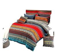 Bohemian Duvet Cover Set King Colorful Floral Boho Striped Bedding Set Ultra Soft Microfiber Double Duvet Cover Southwestern Indian Tribal Reversible Bedding Exotic Style Decor Boho Comforter Cover