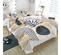 Bohemian Duvet Cover Set Mid Century Modern Bedding Sets Abstract Minimalist Art Geometric Shapes Sun Moon Curves Horizontal Lines Comforter Set Decor 3 Piece (Style 13,Double:200x200cm(3Piece))