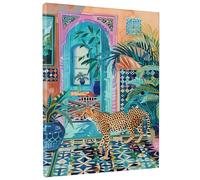 Bohemian Elegance Canvas Wall Art, Blue Moroccan Oasis Poster Prints, Tropical Wall Art Home Aesthetic Decor For Living Room, Bedroom, Bathroom, Dorm,Unframed 16x20 Inch