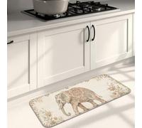 Bohemian Elephant Floral Art Kitchen Rugs 16x47 Inch