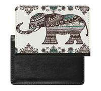 Bohemian Elephant Pattern Passport Holder Vaccine Card Holder Travel Document Organizer Credit Card Organizer for Women/Men