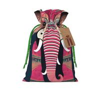 Bohemian Elephant Pattern Print Christmas Bag Holiday Present Sack Xmas For Seasonal Decor Gift Wrapping