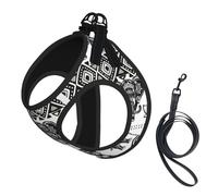 Bohemian Elephant Pattern print Dog Harness and Leash Set, Reflective Adjustable Puppy Vest for Small Medium Large Dogs, Cats