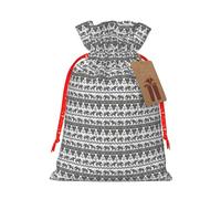 Bohemian Elephant Pattern Print Festive Christmas Bag Drawstring Gift Reusable Sack For Holiday Presents Xmas