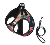 Bohemian Elephant Pattern Print Small Dog Harness with Leash Set, No Escape Easy Walk Puppy Harnesses for Training Walking