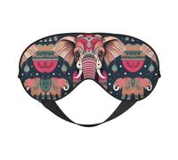 Bohemian Elephant Pattern Print Soft Eye Mask – Comfortable Sleep with Adjustable, Elastic Nighttime Shade for Travel, Meditation
