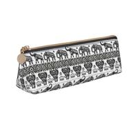 Bohemian Elephant Pattern Print Stylish Triangular Pencil Case Pouch for Large-Capacity Stationery Organizer