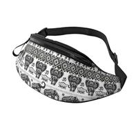 Bohemian Elephant Pattern Print Waist Bag for Hiking Cycling Running and Outdoor Activities Lightweight Pack