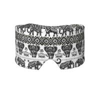 Bohemian Elephant Pattern Printed Sleeping Blindfold, Padded Ear Warmer Mask, Adjustable Head Wrap, for Deep Relaxation