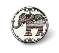 Bohemian Elephant Pattern Round Badge 25mm/1 Inch Metal Buttons Round Badge Pin Button Parts Classic Pin Holders Buttons for Shirts Clothes Individualistic Brooch