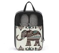Bohemian Elephant Pattern Shoe Bag for Travel Water-Resistant Shoe Pouch for Gym Portable Sneaker Bag with Zipper Travel Luggage Shoes Organizer Soccer Cleats Bag for Gym, Luggage
